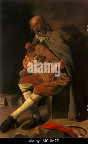 Hurdy-Gurdy Player, EIN Stockfoto