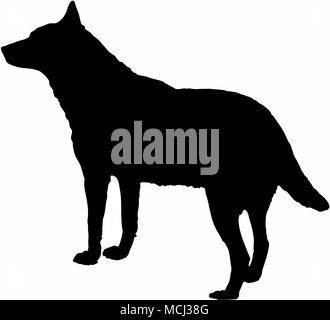 Hund Wolf schwarze Silhouette isolieren auf weißem Hintergrund Vector Illustration. Stock Vektor