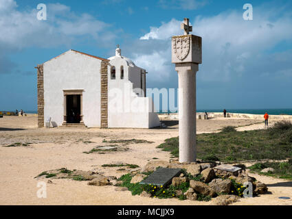 Kirche, Kapelle, Igreja de Nossa Senhora da Graca, Denkmal für Prinz Heinrich der Seefahrer, Fortaleza de Sagres, Algarve, Portugal Stockfoto