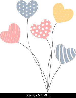 Ballons in Herzform in verschiedenen Farben. Vector Illustration Stock Vektor