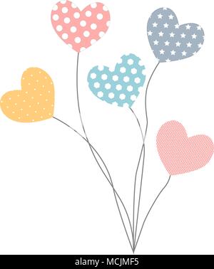 Ballons in Herzform in verschiedenen Farben. Vector Illustration Stock Vektor