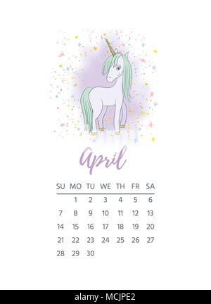 Abbildung: mit einem niedlichen mystischen unicorn Tier. Magie, Fantasy, Party, Spiel für Kinder, lernen das Thema Design Element. Vector Illustration Stock Vektor