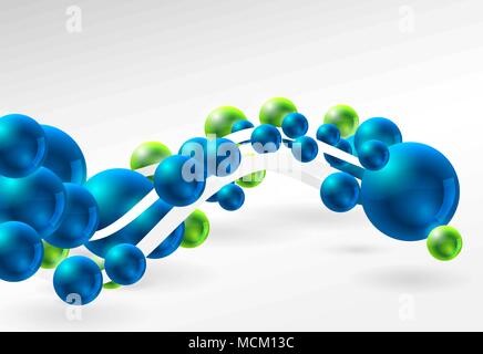 Zusammenfassung Hintergrund mit fließenden grüne und blaue Kugeln Stock Vektor