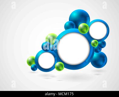 Abstrakte Gruppe von Glänzende blaue und grüne Kugeln zeichen Hintergrund mit Platz für Inhalte Stock Vektor