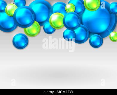 Abstrakte horizontale Hintergrund mit glänzenden grünen und blauen Kugeln, design Element Stock Vektor