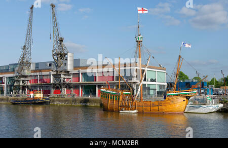 Replik von John Cabot's Schiff Matthäus, M vergossen, Bristol Docks Stockfoto