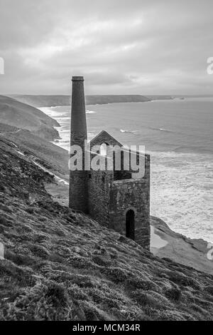 Wheal Coates Zinnmine Gebäude, die hl. Agnes, Cornwall, UK. Stockfoto