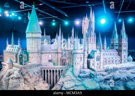 Modell von Hogwarts, Harry Potter Studios, die Herstellung von Harry Potter Warner Bros Studio Tour Leavesden, London, England, Vereinigtes Königreich, Europa Stockfoto