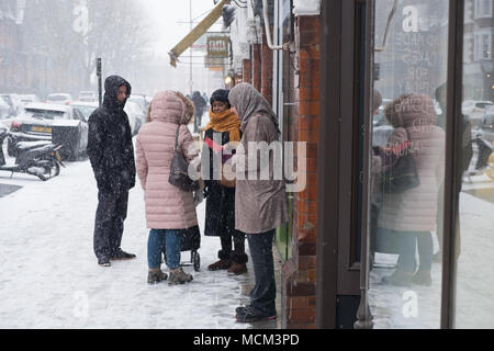 Die "Bestie aus dem Osten' kaltem Wetter und Schnee Ende Februar und Anfang März 2018 Stockfoto