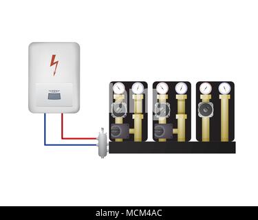 Elektrische Kessel mit der Pumpe. Stock Vektor