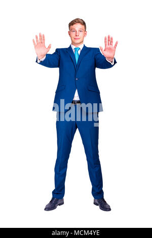 Stopp, bitte, Geschäftsmann isoliert Stockfoto