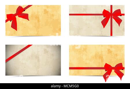 Abstrakte Geschenkkarten mit Bogen und Bänder Stock Vektor