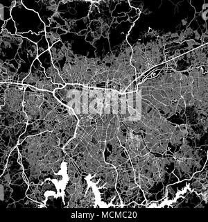 Landkarte von São Paulo, Brasilien. Der dunkle Hintergrund Version für Infografik und Marketing Projekte. Diese Karte von São Paulo, enthält typische Sehenswürdigkeiten mit Stock Vektor