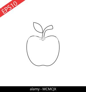 Apple Symbol, umriss Vektor Zeichen, linear style Piktogramm isoliert auf Weiss. Symbol, Logo Illustration. Editierbare Schlaganfall. Pixel Perfect Vektor Grafik Stock Vektor