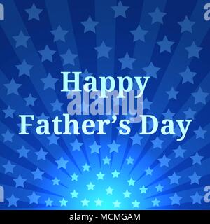 Happy Vatertag. Konzept der Urlaub. Pop Art Stil. Blaue Strahlen und Sterne. Für Grußkartenvorlage, Banner, Flyer, Einladung, Gratulation, post Stock Vektor