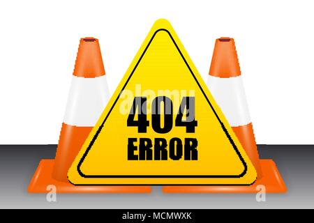 404 Zeichen mit leitkegel Vektor Stock Vektor