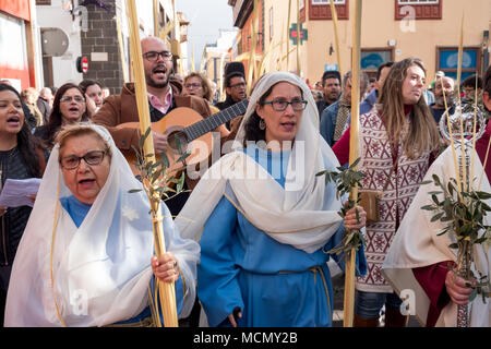 Teneriffa, Kanarische Inseln, Palmsonntag Karwoche Prozession in der Stadt Laguna. Stockfoto