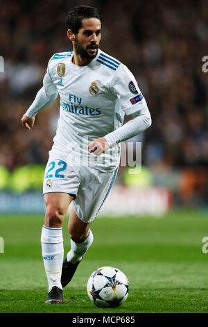 Madrid, Spanien. Credit: D. 11 Apr, 2018. Isco (Real) Fußball: UEFA Champions League Viertelfinale 2 bein Spiel zwischen Real Madrid 1-3 FC Juventus im Estadio Santiago Bernabeu in Madrid, Spanien. Credit: D. Nakashima/LBA/Alamy leben Nachrichten Stockfoto