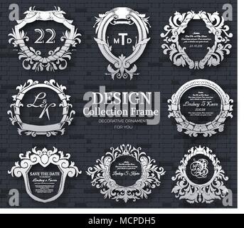 Luxury label oder König Ort symbol Element mit dekorativen Kalligraphie Objekt gesetzt. Für die klassische Karte, Einladung Vorlage, Identität Cover Design, Verpackung, hipster Stempel. Vector Illustration Konzept Stock Vektor