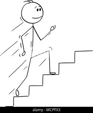 Cartoon von Mann oder Geschäftsmann auf Treppen oder Treppe Stock Vektor