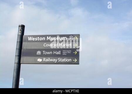 Weston Super Mare Schild Stockfoto