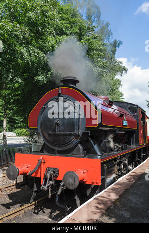 Dampfmaschine am See & Haverthwaite Eisenbahn Lake District National Park Stockfoto