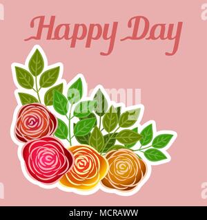 Das florale Muster mit Blumenstrauß von stilisierten Rosen. Vector Illustration. Stock Vektor