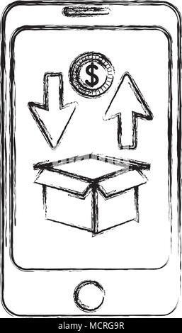 Grunge Smartphone Technologie mit Business Marketing Commercial Stock Vektor