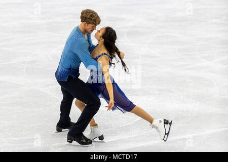 Madison Keil/Evan Bates (USA) konkurrieren in der Eiskunstlauf-Eis tanzen Frei bei den Olympischen Winterspielen PyeongChang 2018 Stockfoto