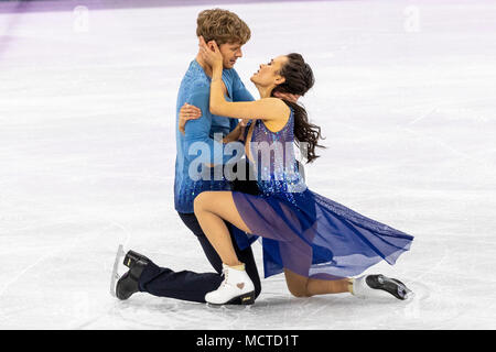 Madison Keil/Evan Bates (USA) konkurrieren in der Eiskunstlauf-Eis tanzen Frei bei den Olympischen Winterspielen PyeongChang 2018 Stockfoto