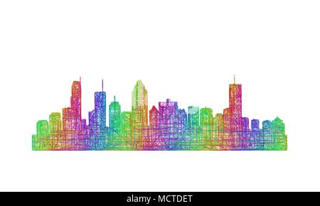 Montreal Skyline Silhouette - multicolor Strichzeichnungen Stock Vektor