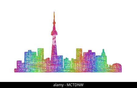 Toronto Skyline Silhouette - multicolor Strichzeichnungen Stock Vektor