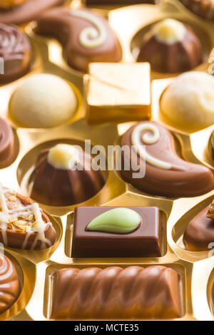 Gemischte belgican Pralinen. Schokolade Trüffel. Stockfoto