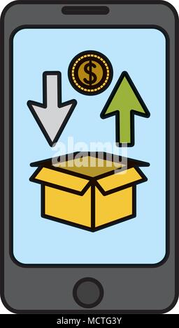 Farbe Smartphone Technologie mit Business Marketing Commercial Stock Vektor