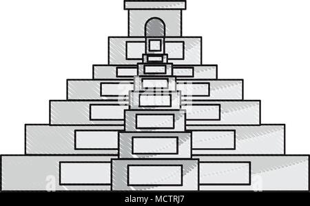 Mexikanische Pyramide Symbol auf weißem Hintergrund, farbenfrohen Design. Vector Illustration Stock Vektor