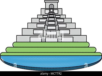 Mexikanische Pyramide Symbol auf weißem Hintergrund, farbenfrohen Design. Vector Illustration Stock Vektor