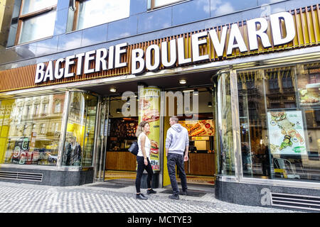 Bageterie Boulevard, Fast Food, Na Porici Strasse, Prag, Tschechische Republik Stockfoto