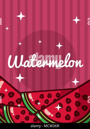 Gestreifte hellen Hintergrund frische natürliche Früchte Wassermelonen Stock Vektor