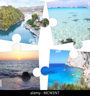 Foto Collage in Puzzleteile von Paxos und Antipaxos Ionische Inseln Griechenland Stockfoto