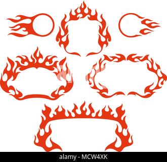 Stilisierte Feuer Flamme Frames, isolierte Vector Illustration Stock Vektor
