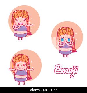 Süße Mädchen emojis Stock Vektor