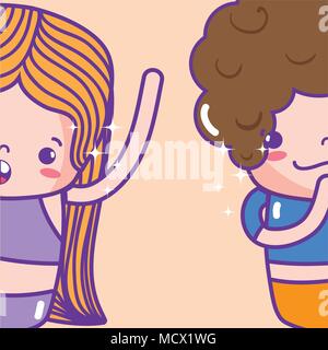 Cute kids emojis Stock Vektor