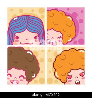 Cute kids emojis Stock Vektor