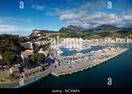 Marina, Port de Sóller, Serra de Tramuntana, Mallorca, Balearen, Spanien Stockfoto