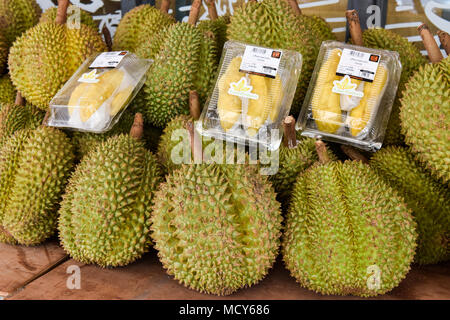 Durian stinky Obst, Chiang MaiOn Verkauf Stockfoto