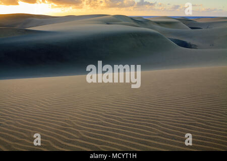 Gerippte und glatte Sand der Dünen von Maspalomas auf Gran Canaria. Stockfoto