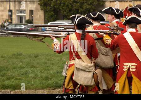 Geschichte erwacht zum Leben: Der pulteney Regiment, die 13 Fuß reenactors, Badewanne, Großbritannien Stockfoto