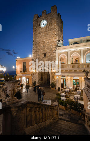 Clock Tower in Taormina, Sizilien Stockfoto