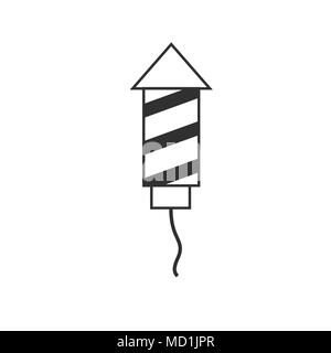 Feuerwerk Rakete Symbol in flache schwarze Kontur Design. Israels Unabhängigkeit Tag Urlaub Konzept. Stock Vektor