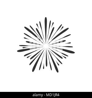 Feuerwerk feier Symbol in flache schwarze Kontur Design. Tag der Unabhängigkeit urlaub Konzept. Stock Vektor